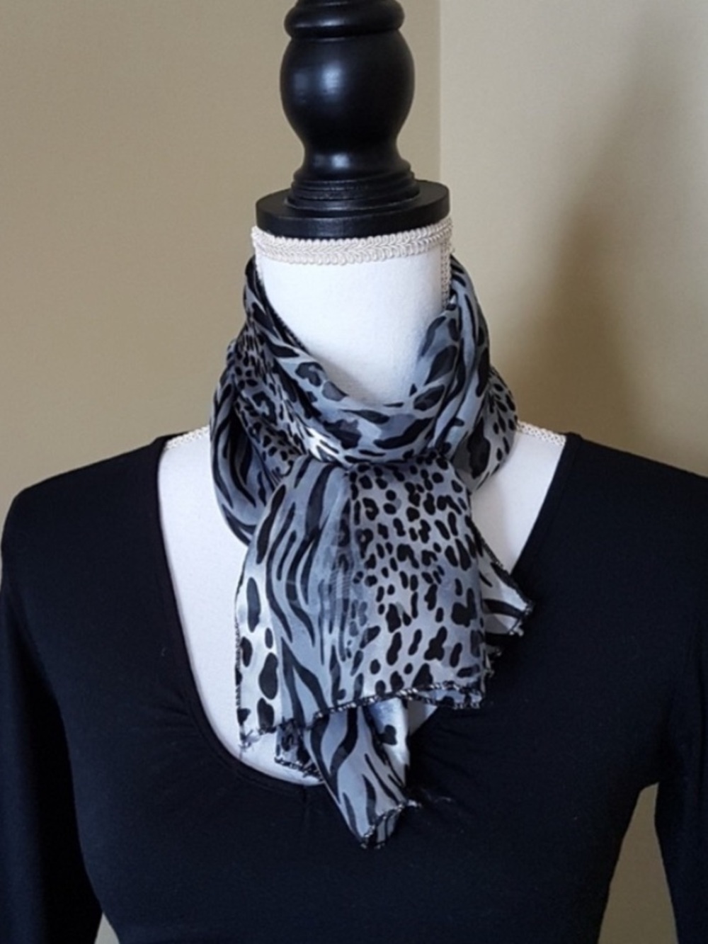 Black & White Animal Print Scarf